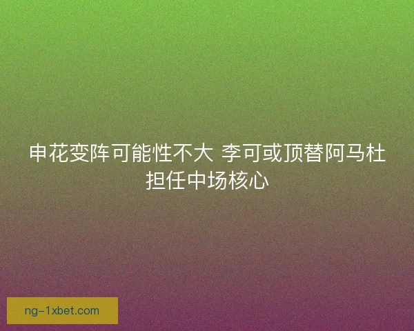 申花变阵可能性不大 李可或顶替阿马杜担任中场核心